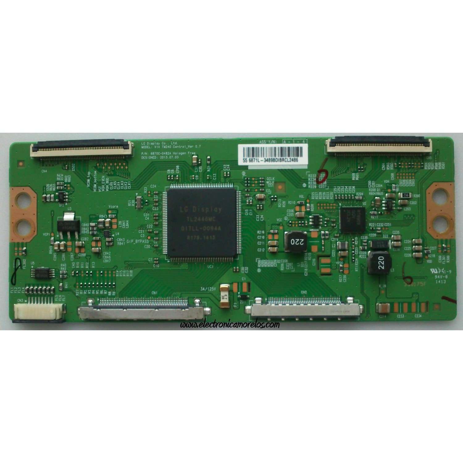 T-CON PARA TV VIZIO / NUMERO DE PARTE 6871L-3489B / 6870C-0482A / V14 TM240 Control_Ver 0.7 / 3489B / PANEL L55FHD-V3-C / L55FHD-V2-C / DISPLAY LC550EUK (SG)(E2) / MODELOS M552I-B2 LWJJPZBQ / M552I-B2 LWZJPZBQ