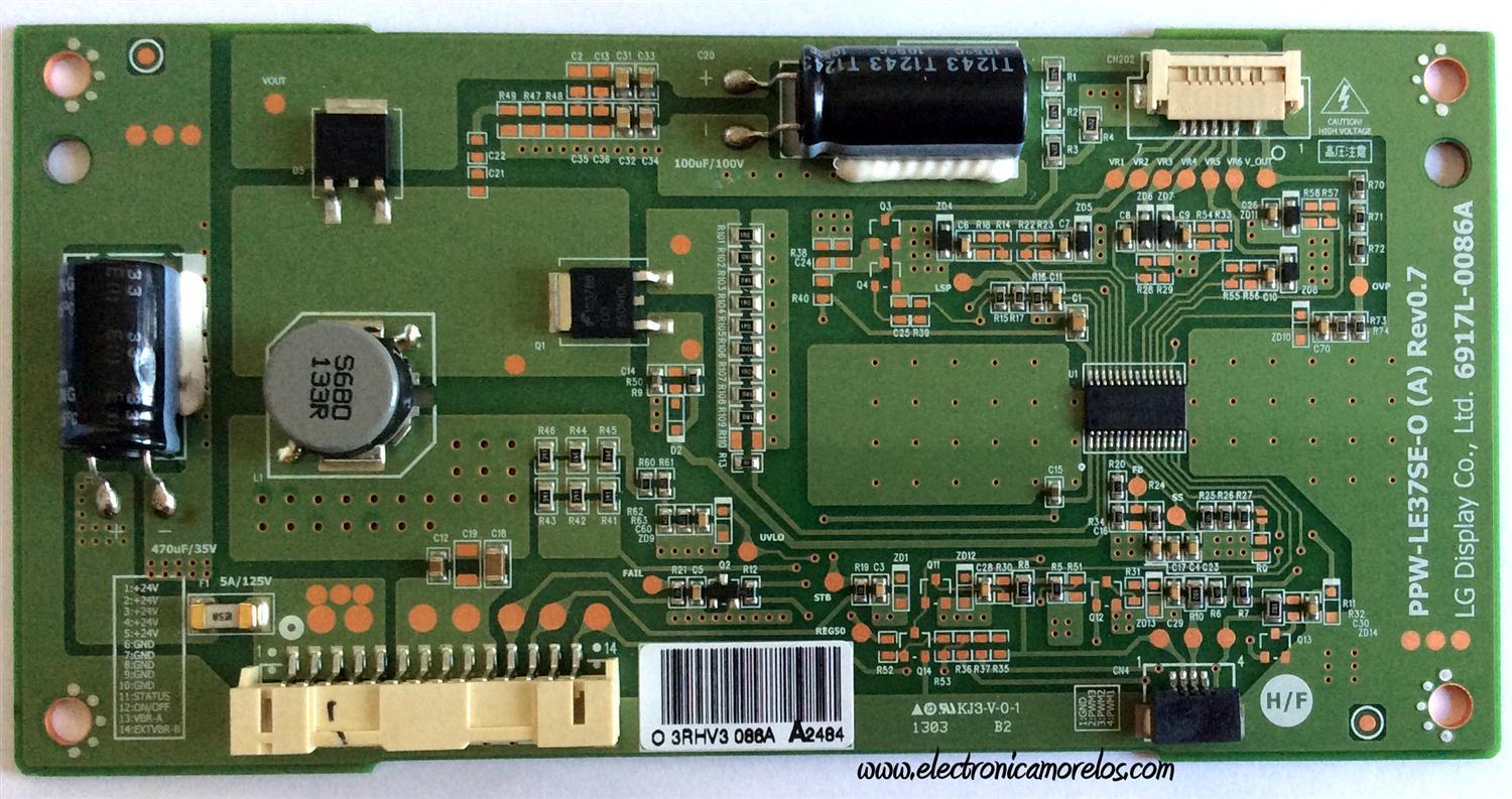 LED DRIVER PARA TV LG / NUMERO DE PARTE 6917L-0086A / PPW-LE37SE-0 / PPW-LE37SE-0(A) REV0.7 / PANEL'S LC370EUN (SE)(M2) / LC370EUA  (AE)(M1) / MODELOS 37LT777H-UA / 37LT777H-UA.BUSWLJR