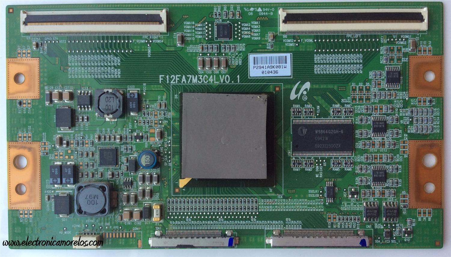 T-CON / TOSHIBA / LJ94-02941A / 2941A / F12FA7M3C4LV0.1 / LTA460HF03 / LJ94-02941A 75015795 / MODELO 46XV645U	