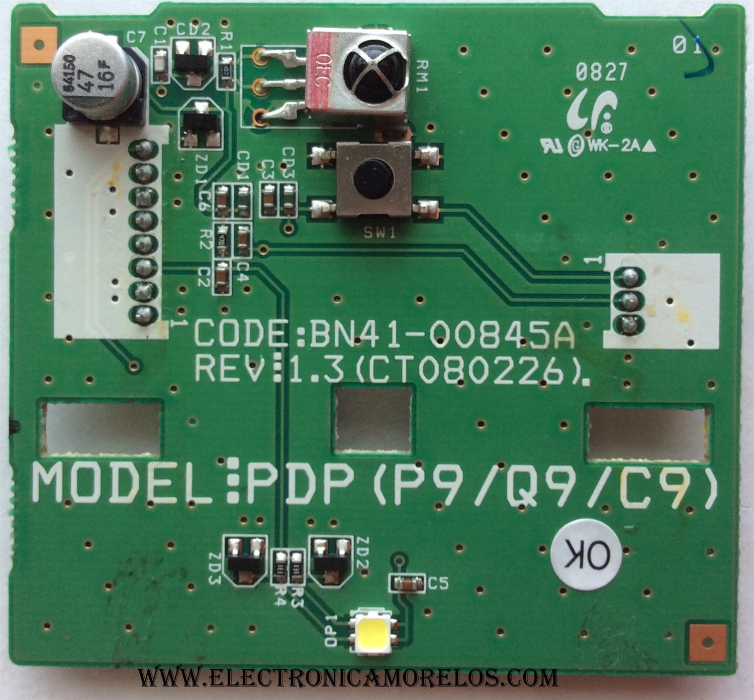 BOTON POWER CON IR SENSOR / PARA TV / SAMSUNG BN96-07666B / BN41-00845A / 07666B / MODELO PL42A410C1DXZX BF09	