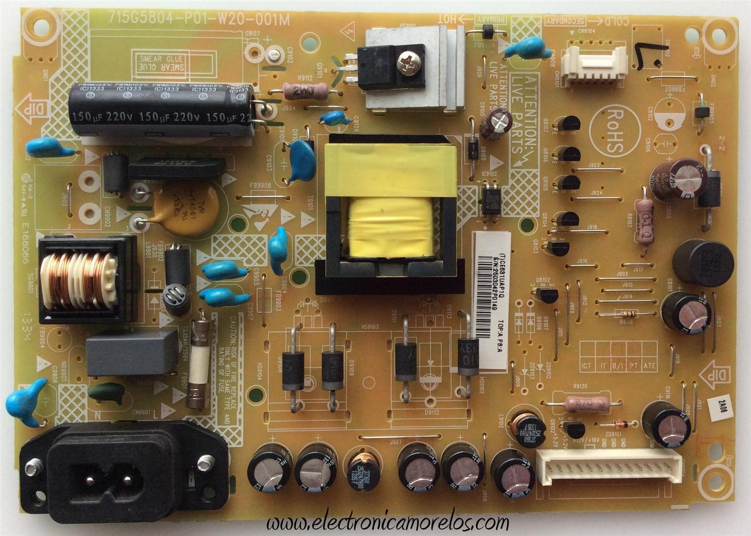 FUENTE DE PODER / VIZIO PLTVCE631UAP1Q / 715G5804-P01-W20-001M / CE631UAP1Q / PANEL TPM236H3-HGEL02 REV.C2A / MODELOS E241i-A1 / E241i-A1 LTTXNUAP / E241i-A1 LTTXNUCP / E241i-A1 LTTXNUJP / E241-A1 LTTXNUMP