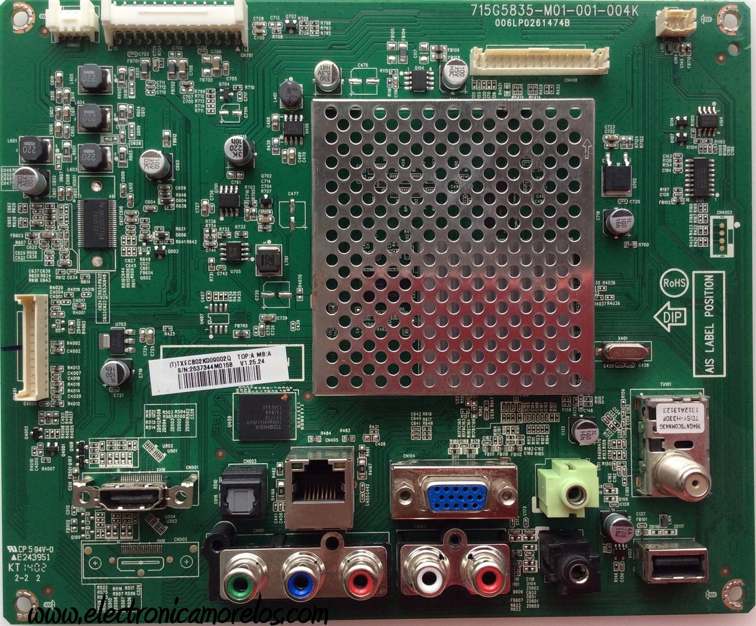 MAIN / VIZIO TXECB02K009002Q / 715G5835-M01-001-004K / 006LP0261474B / MODELO E241i-A1 LTTUNUKQ	