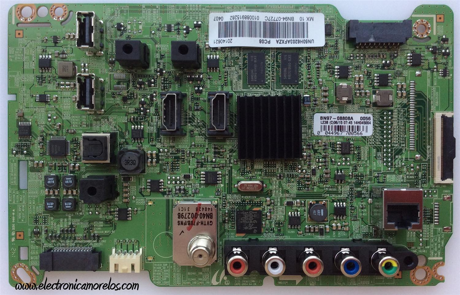 MAIN PARA TV SAMSUNG / NUMERO DE PARTE BN94-07727C / BN41-02245A / BN97-08808A / BN9407727C / PANEL T500HVF06.4 / MODELOS UN50H6203 / UN50H6201AFXZA / UN50H6203AFXZC / UN50H6203AFXZA AH01