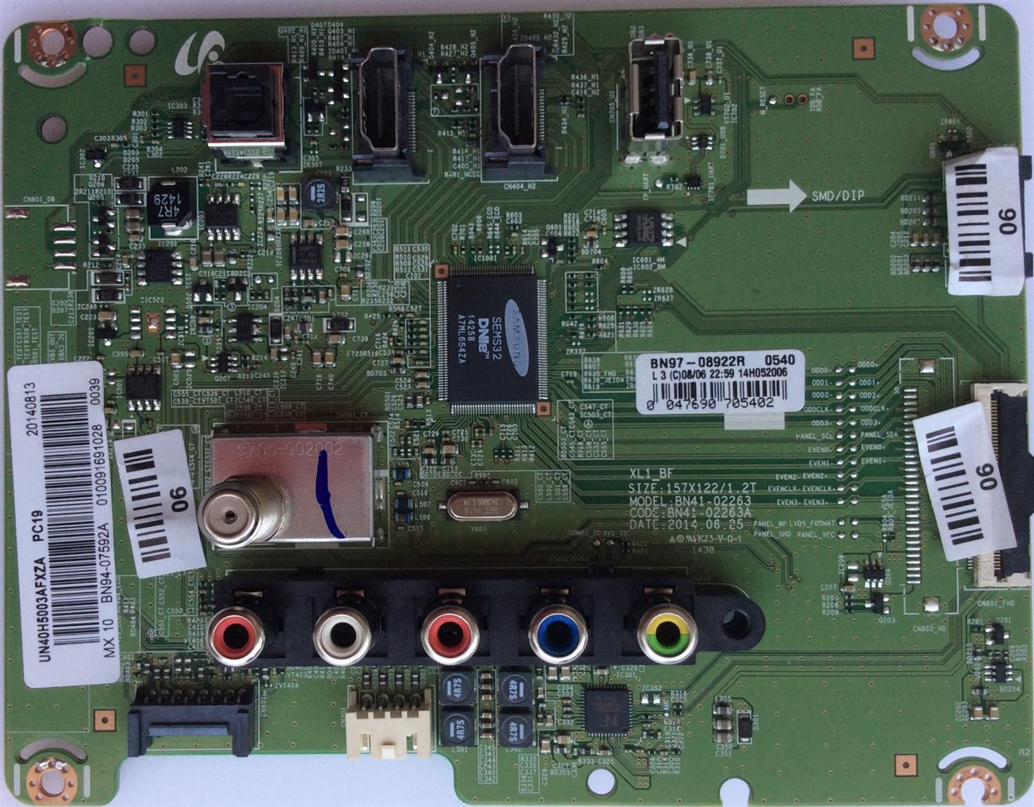 MAIN PARA TV SAMSUNG / NUMERO DE PARTE BN94-07592A / BN41-02263A / BN97-08922R / PARTES SUSTITUTAS BN94-07592P / BN94-11087A / BN94-11024A / BN94-10663A / BN94-07592N / PANEL CY-DH40BGNV1H / MODELOS UN40H5003 / UN40H5003AFXZA IF02 / UN40H5003AFXZA LF04