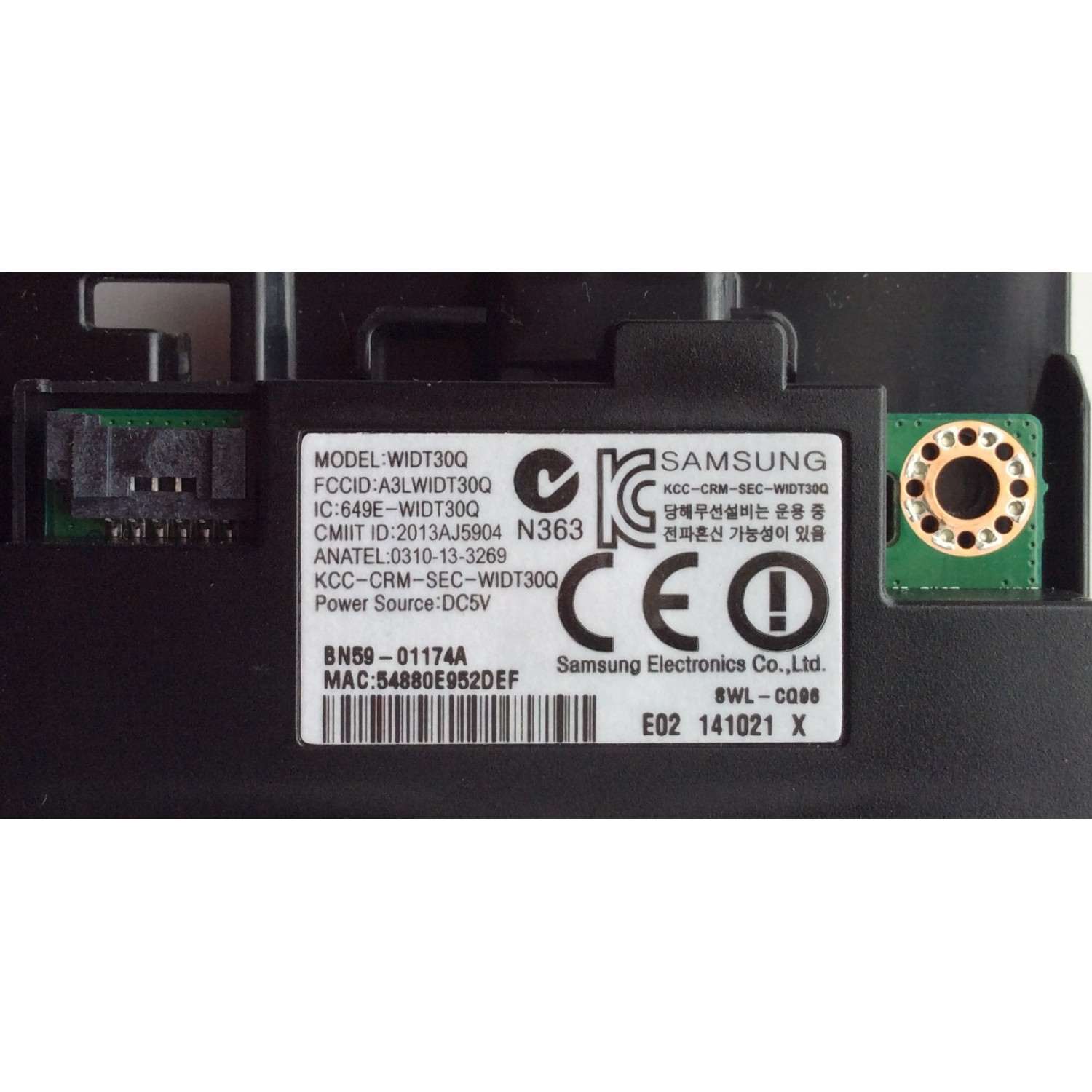 BOTONERA / SENSOR / MODULO DE WI-FI / SAMSUNG BN61-09986A / BN94-30902C / BN61-09986A / BN59-01174A / BN41-02151A / BN41-02149A / UH5500_IR / 649E-WIDT30Q / WIDT30Q / MODELO UN55H6300AFXZA TH01	 - Imagen 2