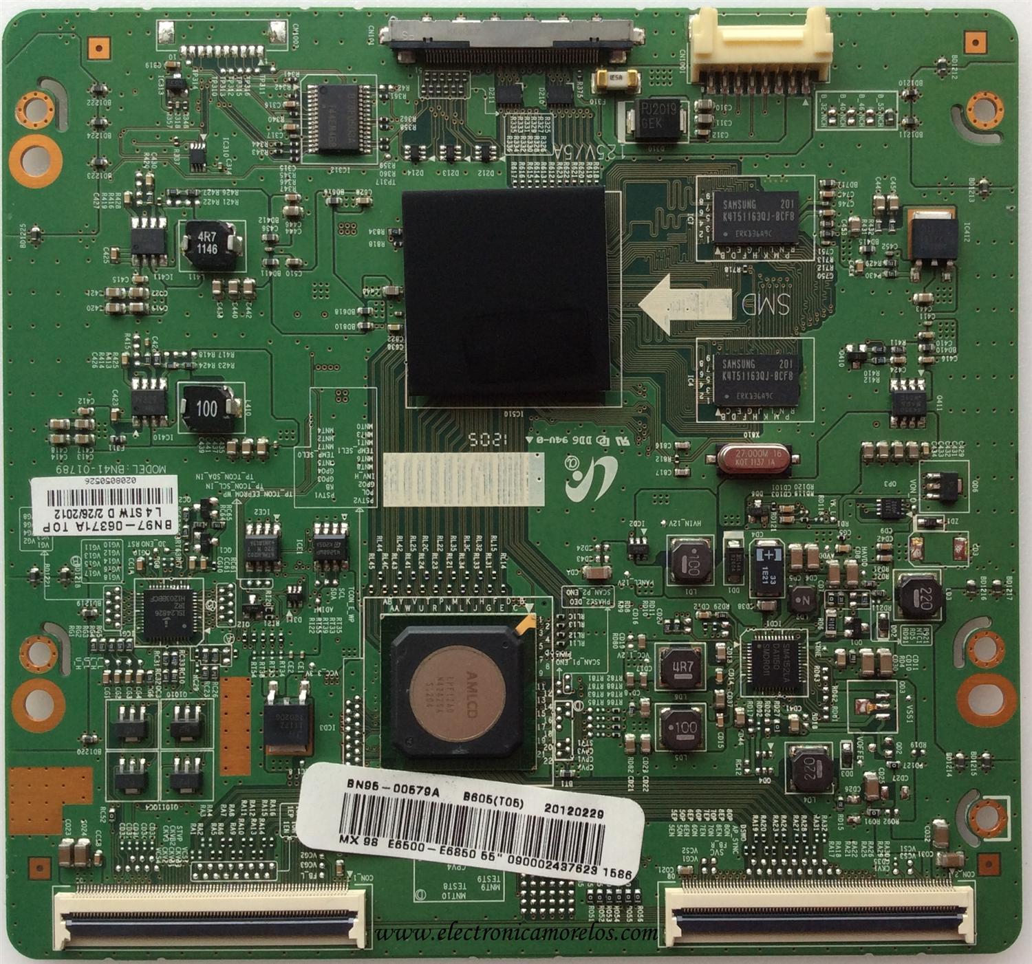 T-CON / SAMSUNG BN95-00579A / BN41-01789A / BN97-06371A / PARTE SUSTITUTA BN95-00579B / PANEL LTJ550HW08-V / MODELOS UN55ES6500FXZA TS01 / UN55ES6550FXZA / UN55ES6580FXZA / UN55ES6600FXZA / UN55ES6820FXZA