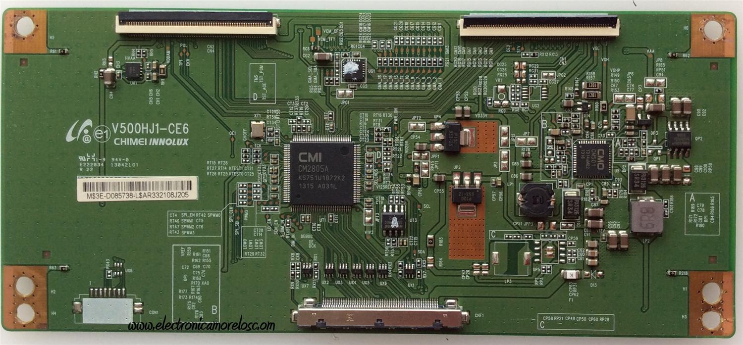 T-CON / TCL 3E-D085738 / V500HJ1-CE6 / MODELO LE50FHDF3010TATBAA	