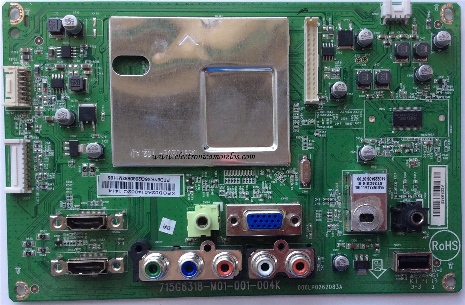 MAIN / VIZIO 756XECB02K014 / XECB02K014 / 715G6318-M01-001-004K / 006LP0262083A / MODELO E280-B1 LTT3PRBQ