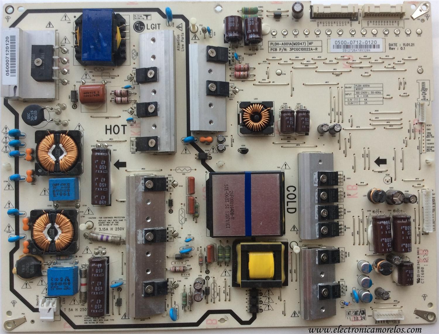 FUENTE DE PODER / VIZIO 0500-0712-0120 / PLDH-A001A(M2D47) / 3PCGC10022A-R / MODELO M470SV LAQKJYAM	