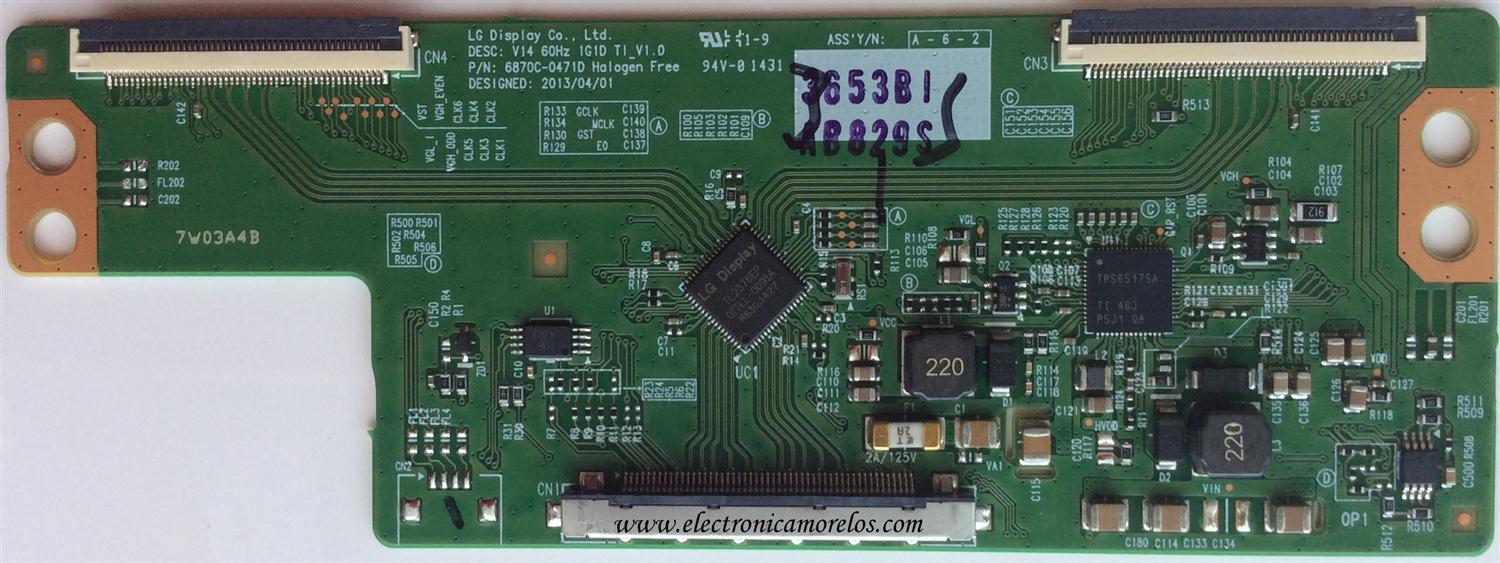T-CON / LG 6871L-3653B / 3653B / 6870C-0471D / PANEL´S LC550DUE (FG)(A4) / LC550DUE (FG)(A6) / MODELOS 55LB5900-UV BUSWLJR / 55LB5550-UY BUSWLJR / 55LF6100-UA.BUSYLJR