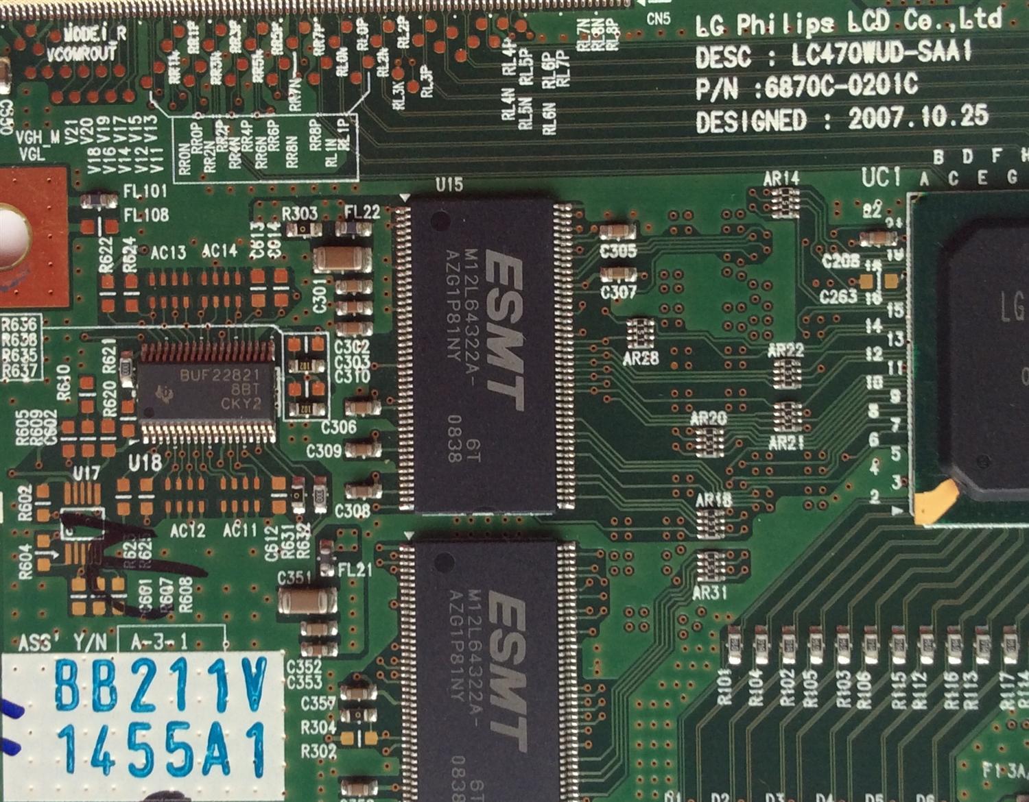T-CON / VIZIO 6871L-1455A / 6870C-0201C / 1455A / MODELO SV470XVT1A LPPCEAK	 - Imagen 2