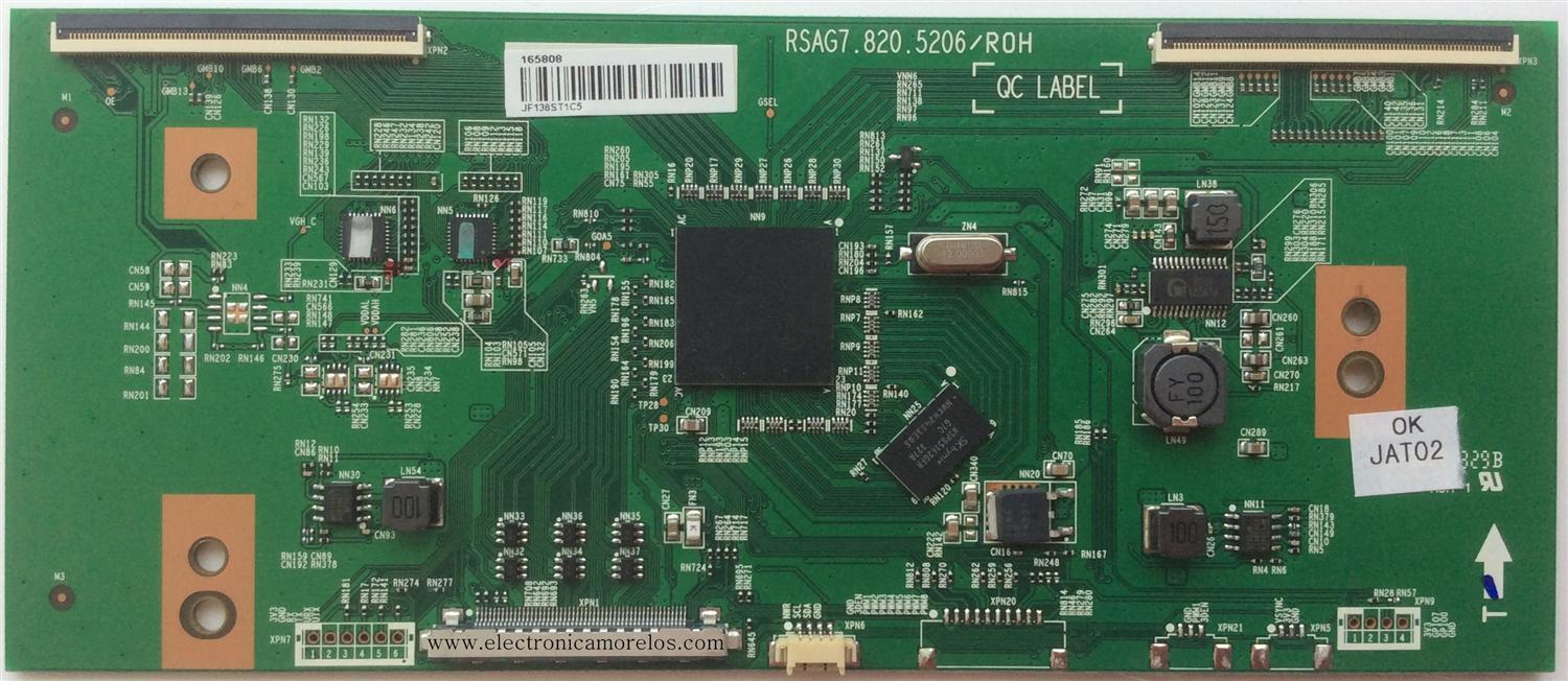 T-CON PARA TV HISENSE / NUMERO DE PARTE 165808 / RSAG7.820.5206/ROH / PANEL HE550GF-B51(1000)\PW1 / MODELO 55K610GWN