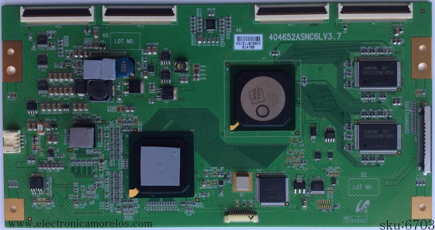 T-CON / SONY 1-857-131-11 / 2151J / 404652ASNC6LV3.7 / MODELO KDL-46W4100 / KDL-46W4150 / KDL-46WL140 / PANEL LTY460HC01	