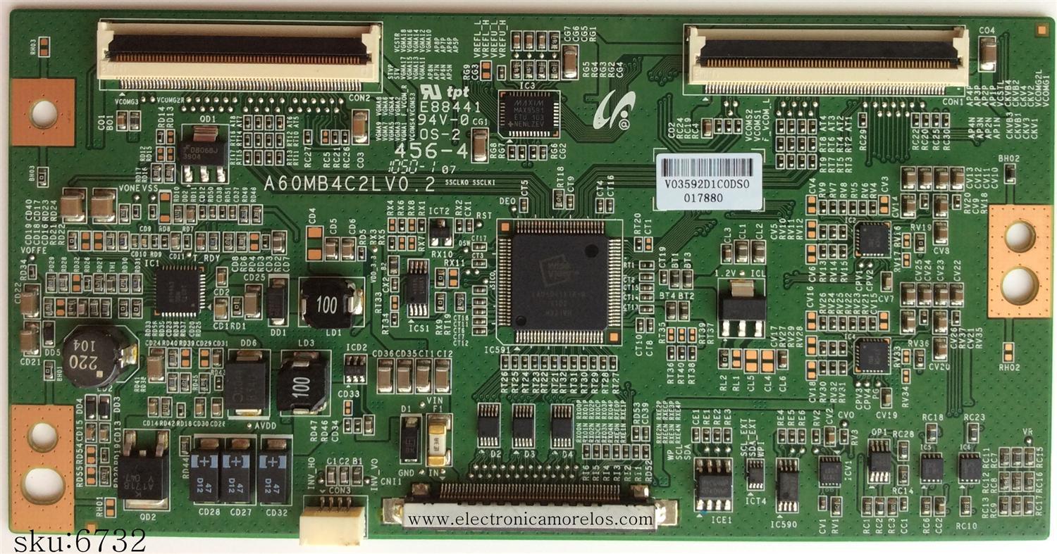 T-CON PARA TV TCL / NUMERO DE PARTE LJ94-03592D / A60MB4C2LV0.2 / SUSTITUTAS LJ94-03592G / LJ94-03392E / LJ94-03392D / LJ94-03281G / LJ94-14961C / LJ94-14877D / LJ94-14961B / LJ94-14877C / LJ94-03592H / PANEL LTA400HM05 / MODELO L40FHDF11TATBAA