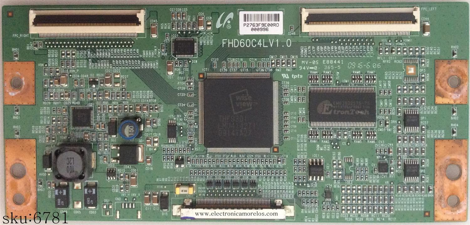 T-CON / TOSHIBA LJ94-02763F / FHD60C4LV1.0 / 2763F / MODELO 46RV525R	