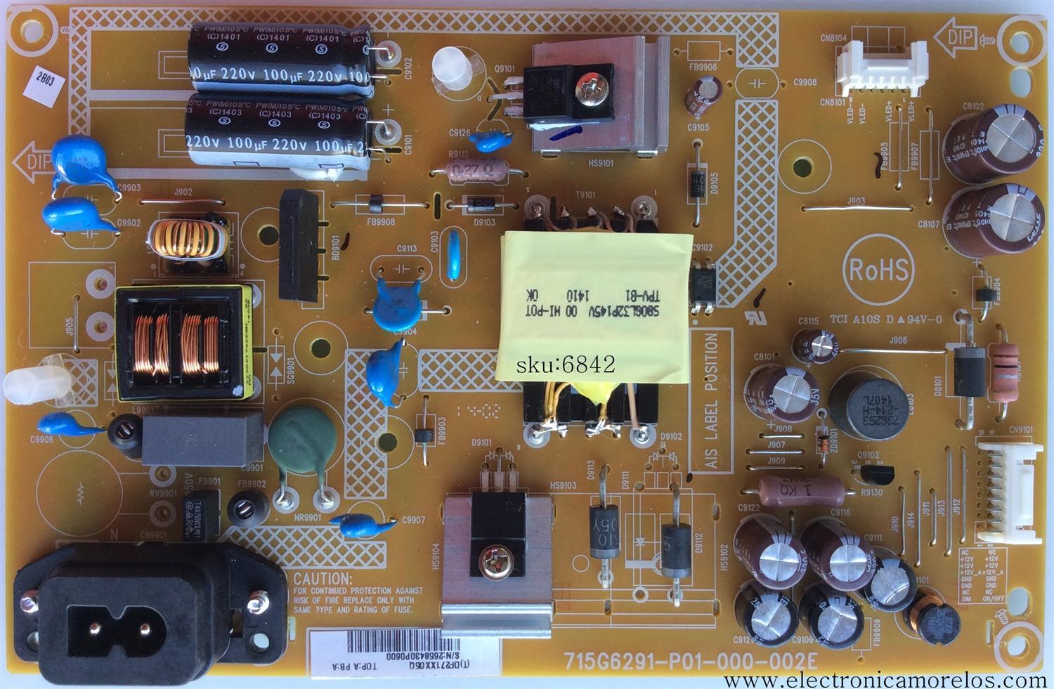 FUENTE DE PODER / VIZIO ADTVDF271XXG5Q / 715G6291-P01-000-002E / PLTVDF271XXG5Q / DF271XXG5Q / PANEL TPT275B5-A014 REV.S11D / MODELOS E280i-B1 / E280I-B1 LTT3PRCQ / E280I-B1 LTT3PREQ