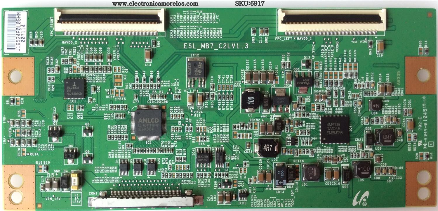 T-CON / SONY LJ94-16524A / 16524A / ESL_MB7_C2LV1.3 / PANEL LTY400HM08 / MODELO KDL-40EX521	