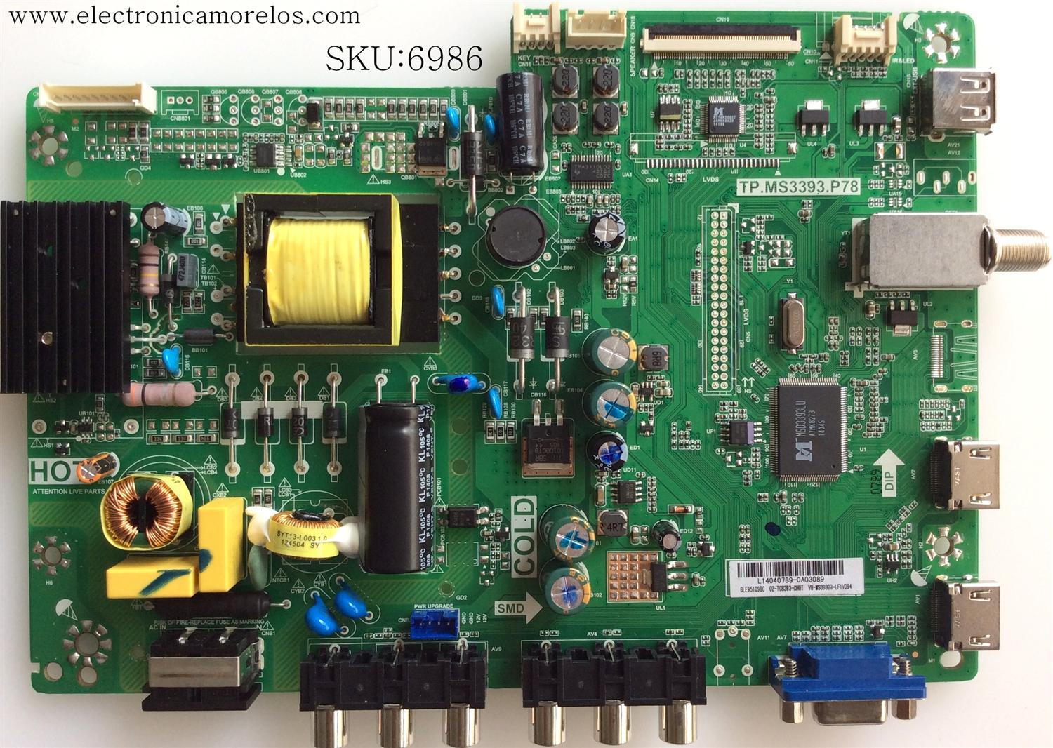 MAIN / ATVIO - TP.MS3393.P78 / V8-MS39303-LF1V09 / 02-TCB393-CH0T / L14040789 / GLE951098C / MODELO ATV-32	