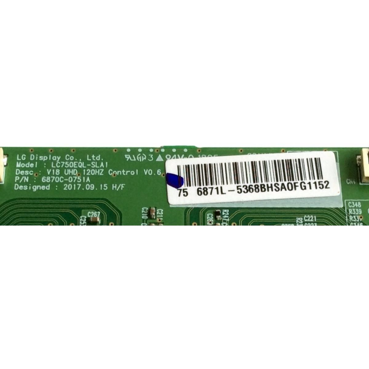 T-CON / SONY 6871L-5368B / 6870C-0751A / 5368B / PANEL V750QWME01 / MODELO XBR-75X850F - Imagen 2