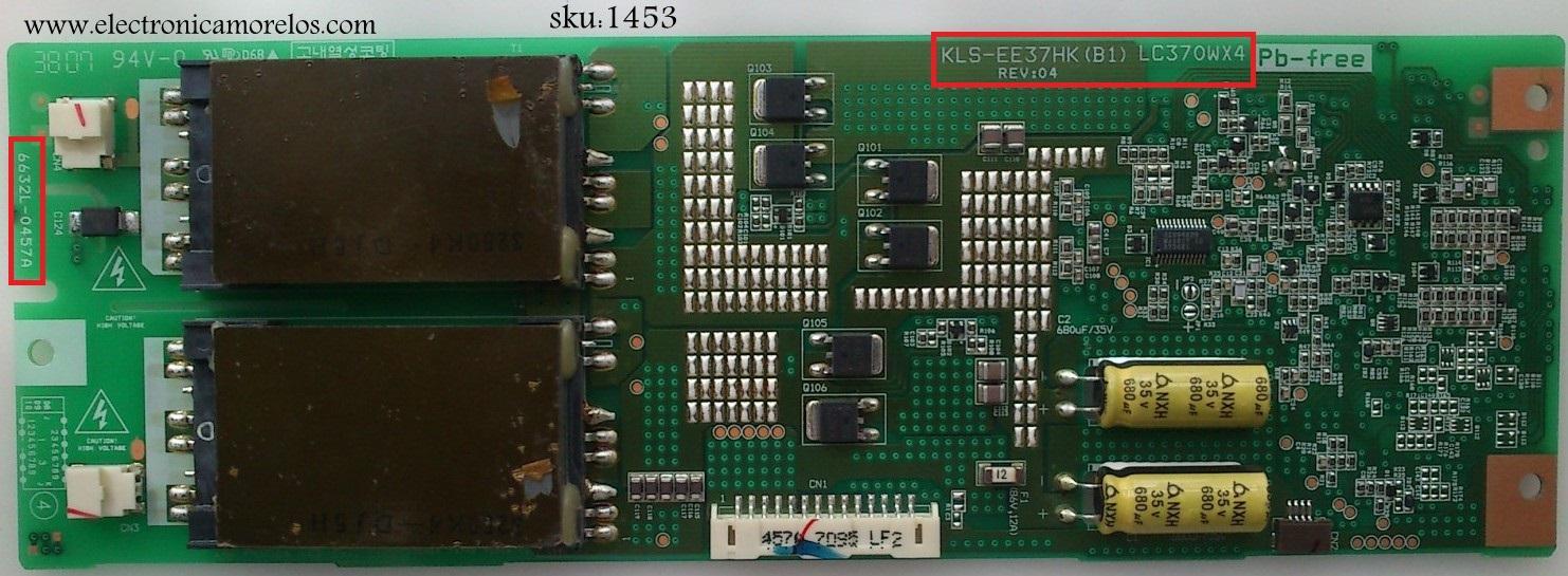 BACKLIGHT INVERSOR 0457A LG PHILIPS 6632L-0457A MODELO VIZIO VW37LHDTV10A