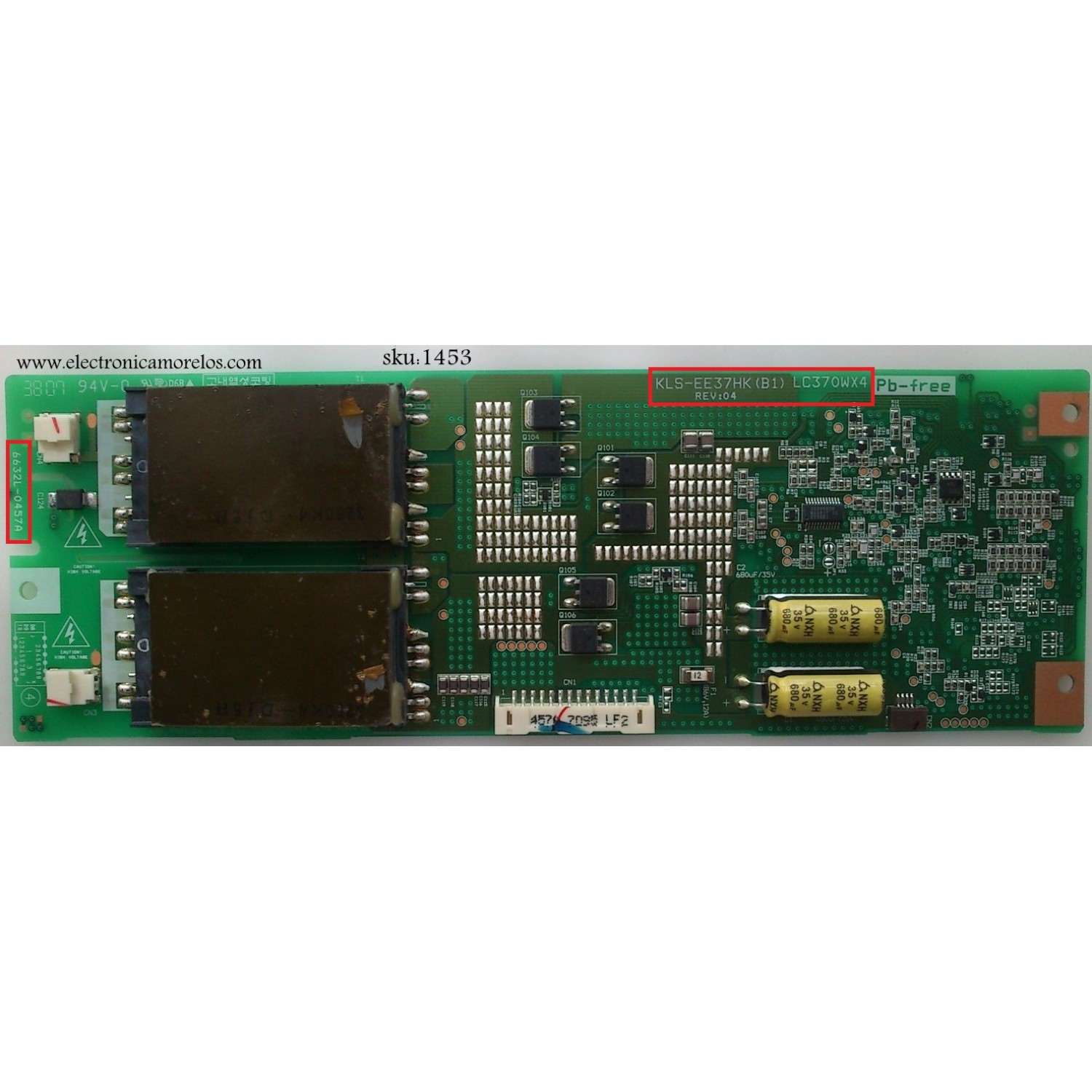 BACKLIGHT INVERSOR 0457A LG PHILIPS 6632L-0457A MODELO VIZIO VW37LHDTV10A