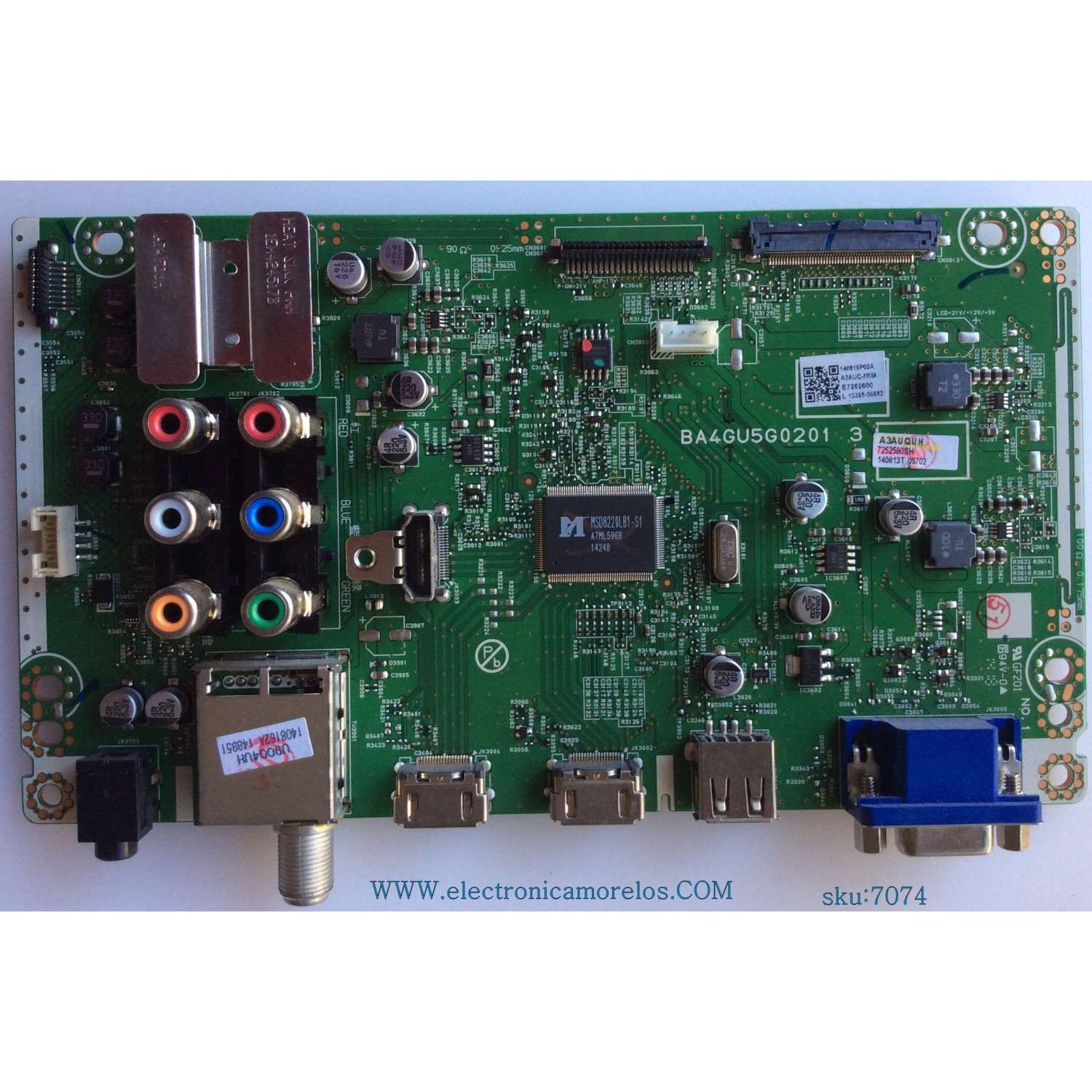 MAIN PARA TV EMERSON / NUMERO DE PARTE A3AUQUH / BA4GU5G0201 3 / A3AUNMMA-001 / A3AUQ-MMA / BA4GU5G02013 / SUSTITUTAS A3AUWUH / A4G25MMA-003 / PANEL U3AU3XN / DISPLAY V500HJ1-PE8 REV.C1 / MODELO LF501EM5F DS1 / LF501EM4 A DS5