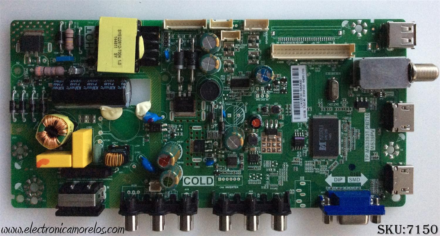 MAIN FUENTE PARA TV TCL / NUMERO DE PARTE T8-28LATL-MA1 / TP.MS3393T.PB710 / MS39PV / 02-SHY39V-CFLA01