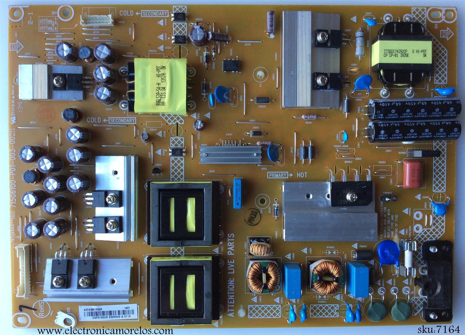 FUENTE DE PODER / VIZIO ADTVD3613XA5 / 715G6100-P01-003-002H / 715G6100-P03-003-002H / PARTES SUSTITUTAS ADTVD3613XA6 / ADTVE3613XA6 / MODELOS E500I-B1 / E500I-B1 LTYWPLDQ