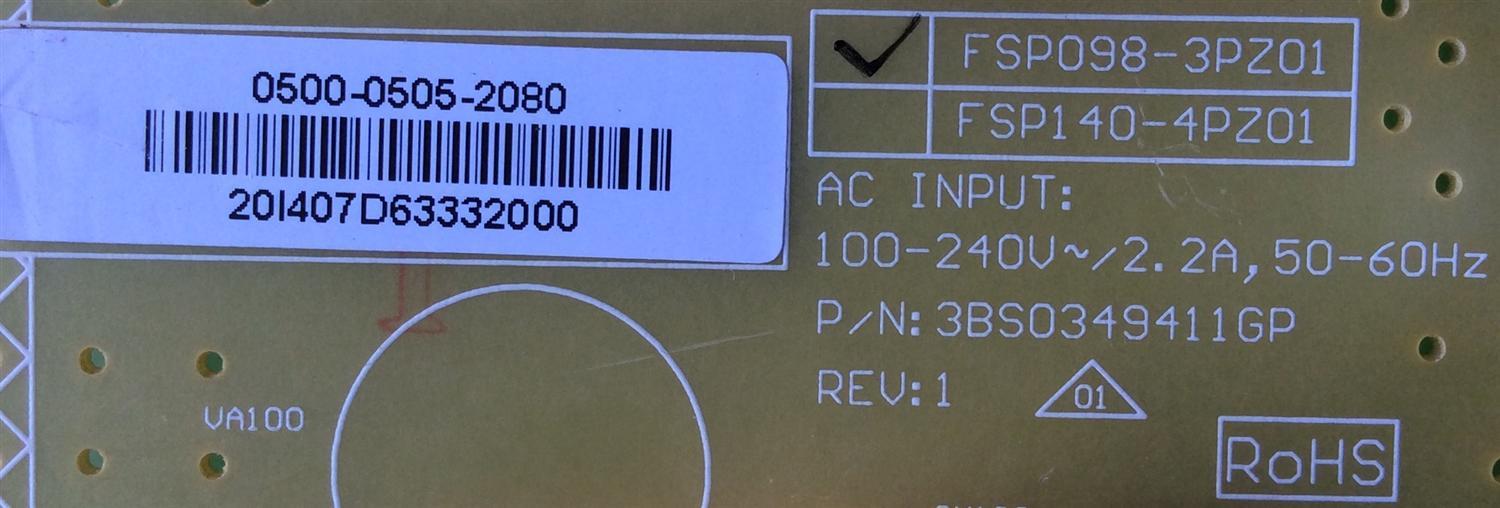 FUENTE DE PODER / JVC 0500-0505-2080 / FSP098-3PZ01 / 3BS0349411GP / MODELO SL47B-C	 - Imagen 2