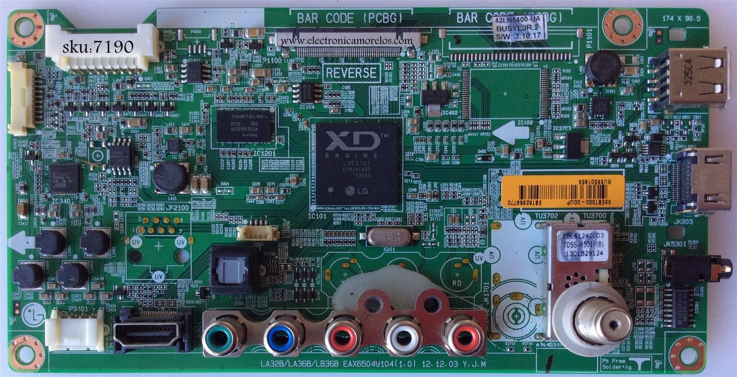 MAIN / LG EBT62359772 / EAX65049104 / EAX65049104(1.0) / PANEL´S LC420DUE (SF)(R1) / LC420DUE (SF)(R3) / MODELOS 42LN5400-UA BUSYLJR / 42LN5400-UA BUSQLJR / 42LN5400-UA BUSYLHR / PARTES SUSTITUTAS CHECAR EN DESCRIPCION..