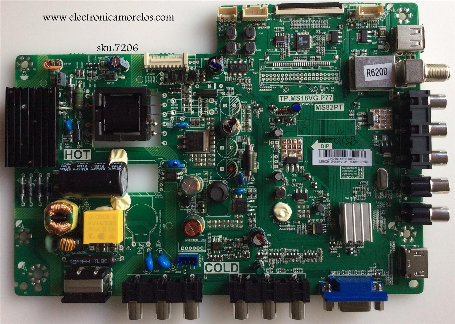 FUENTE DE PODER / ROWA L14010115 / 3M182VGC-Z1 / TP.MS18VG.P77 / MS82PT / MODELO LED32	