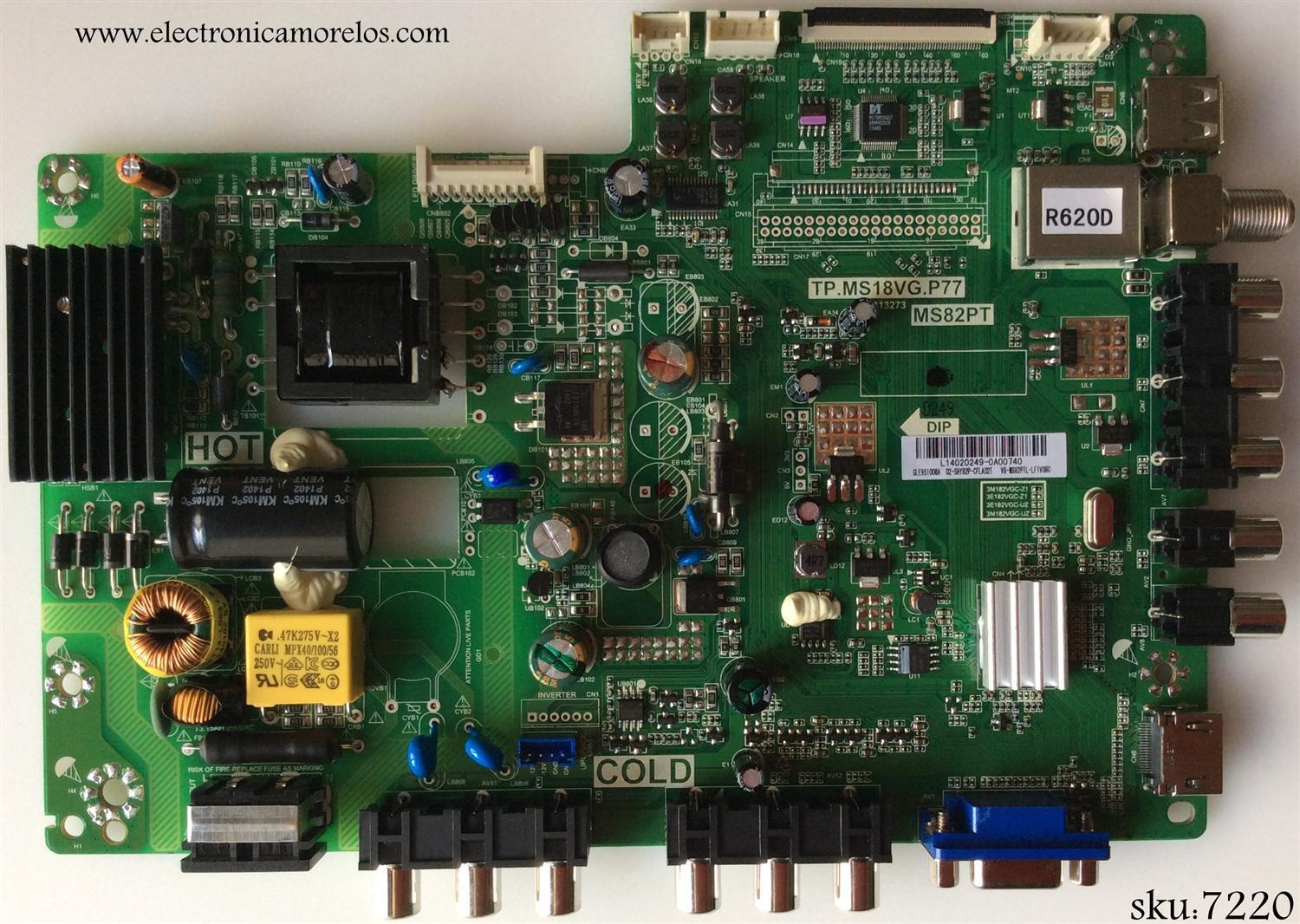 MAIN FUENTE (COMBO) PARA TV TCL / NUMERO DE PARTE GLE951008A / TP.MS18VG.P77 / MS82PT / 02-SHY82P-CFLA02T / V8-MS82PTL-LF1V080 / L14020249 / 3M182VGC-Z1 / MODELO 32''