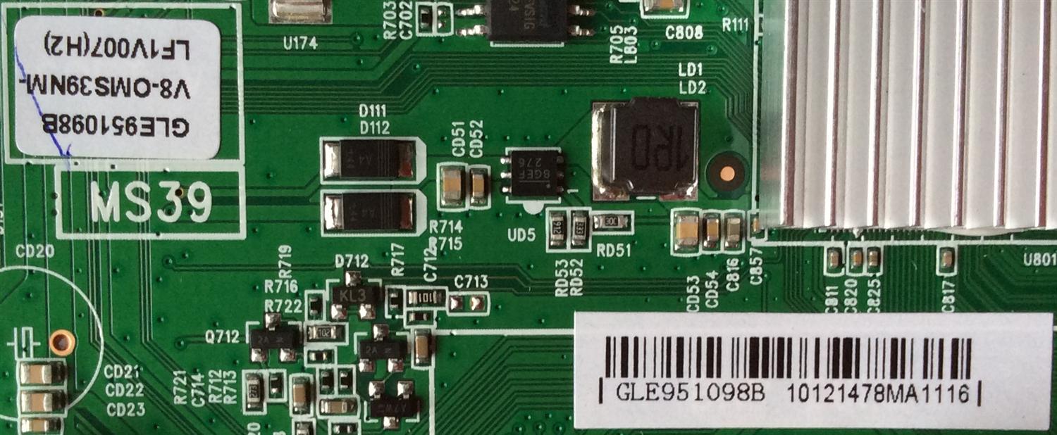 MAIN PARA TV TCL / NUMERO DE PARTE GLE951098B / 40-0MS39N-MAB2HG / MS39 / V8-OMS39NM-LF1V007 / V8-0MS39NM-LF1V007 / MODELO L40B3800 - Imagen 2