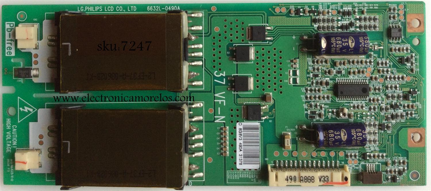 BACKLIGHT INVERSOR / INSIGNIA 6632L-0490A / PPW-EE37VF-0(N) REV1.0 / MODELO NS-LCD37HD-09 / PANEL LC370WUN (SA)(B1)	