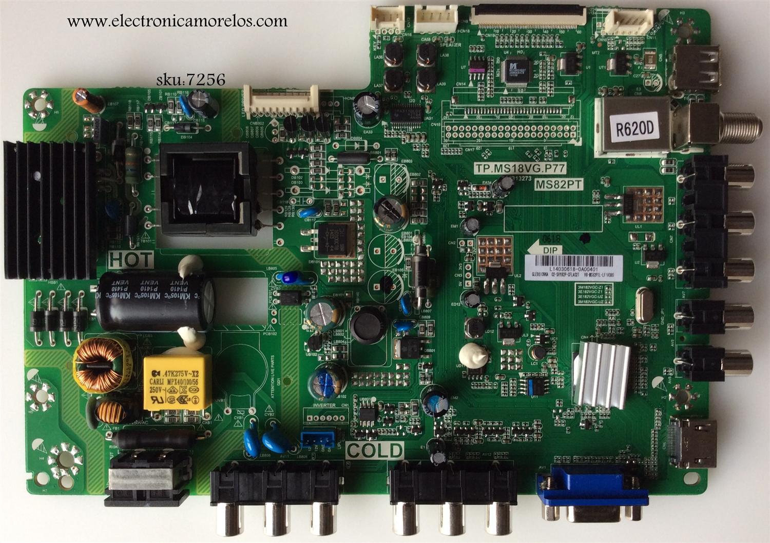MAIN FUENTE (COMBO) PARA TV TCL / NUMERO DE PARTE GLE951096A / TP.MS18VG.P77 / MS82PT / L14030618 / 02-SHY82P-CFLA02T / V8-MS82PTL-LF1V080 / 3M182VGC-Z1