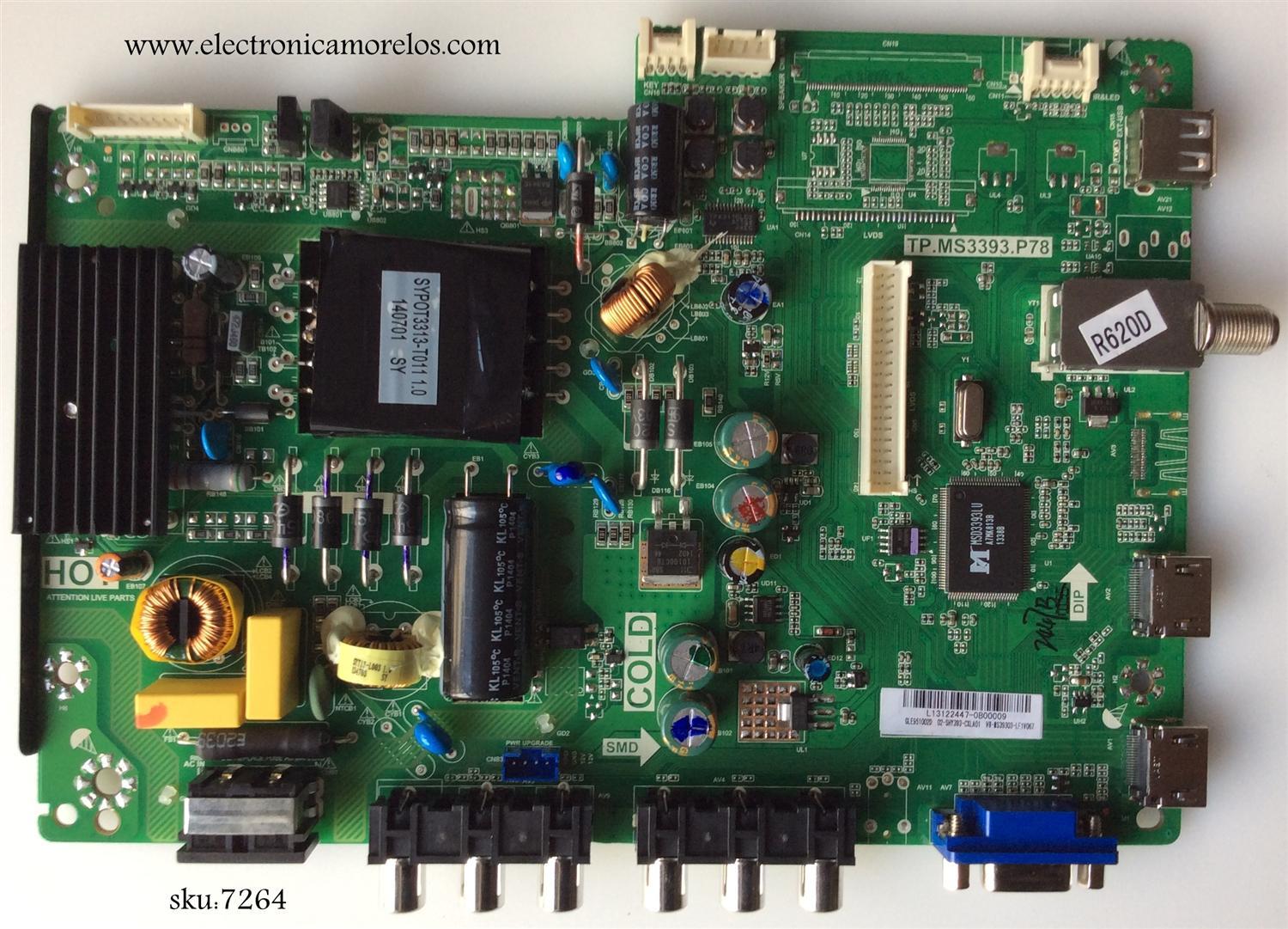 FUENTE / MAIN /  L13122447 / 02-SHY393-CXLA01 / TP.MS3393.P78 / V8-MS39303-LF1V067 / MODELO DE 32''	