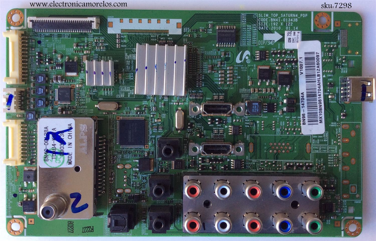 MAIN / SAMSUNG BN96-14704A / BN97-03973L / BN41-01343B / MODELO PL42C433A4DXZX IY02	