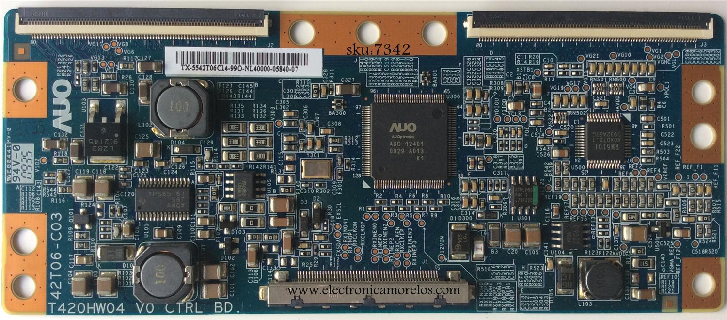 T-CON / SANYO 55.42T06.C14 / 5542T06C14 / 42T06-C03 / T420HW04 V0 CTRL / MODELO DP42849 P42849-01  	