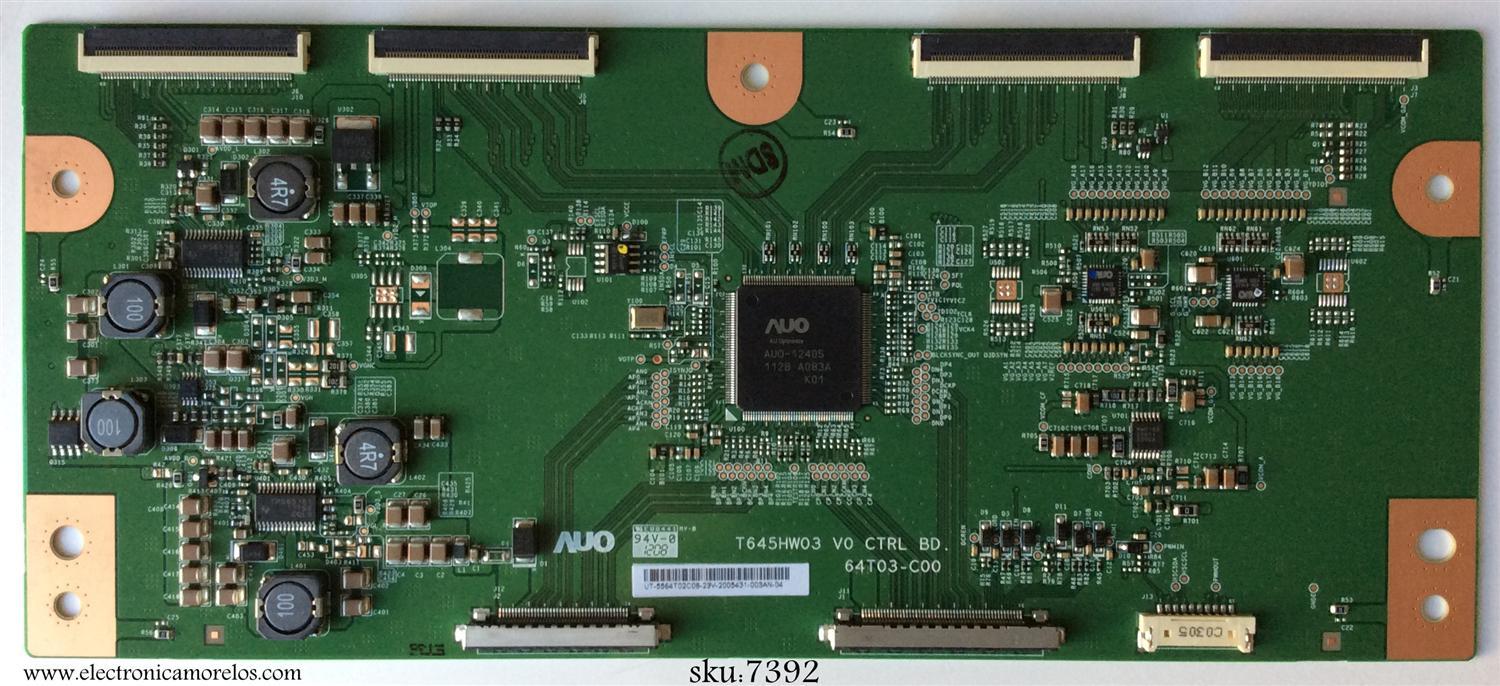 T-CON / TOSHIBA 55.64T02.C08 8 / 5564T02C08 / T645HW03 V0 / 64T03-C00 / MODELO 65HT2U	