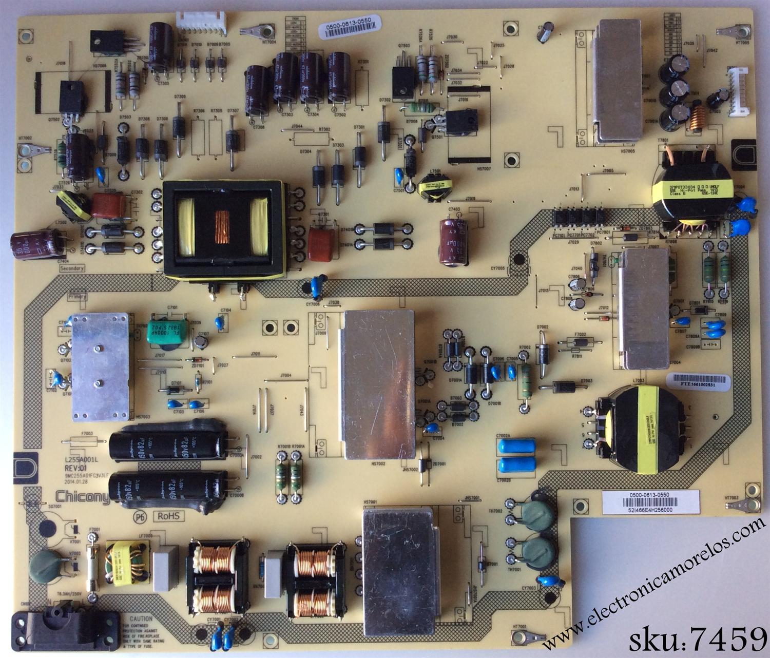 FUENTE DE PODER / SHARP 9LE050006130550 / 0500-0613-0550 / 9MC255A01FC3V3LF / 050006130550 / L255A001L / MODELOS LC-65LE643U / LC-65LE645U / EM65FTR