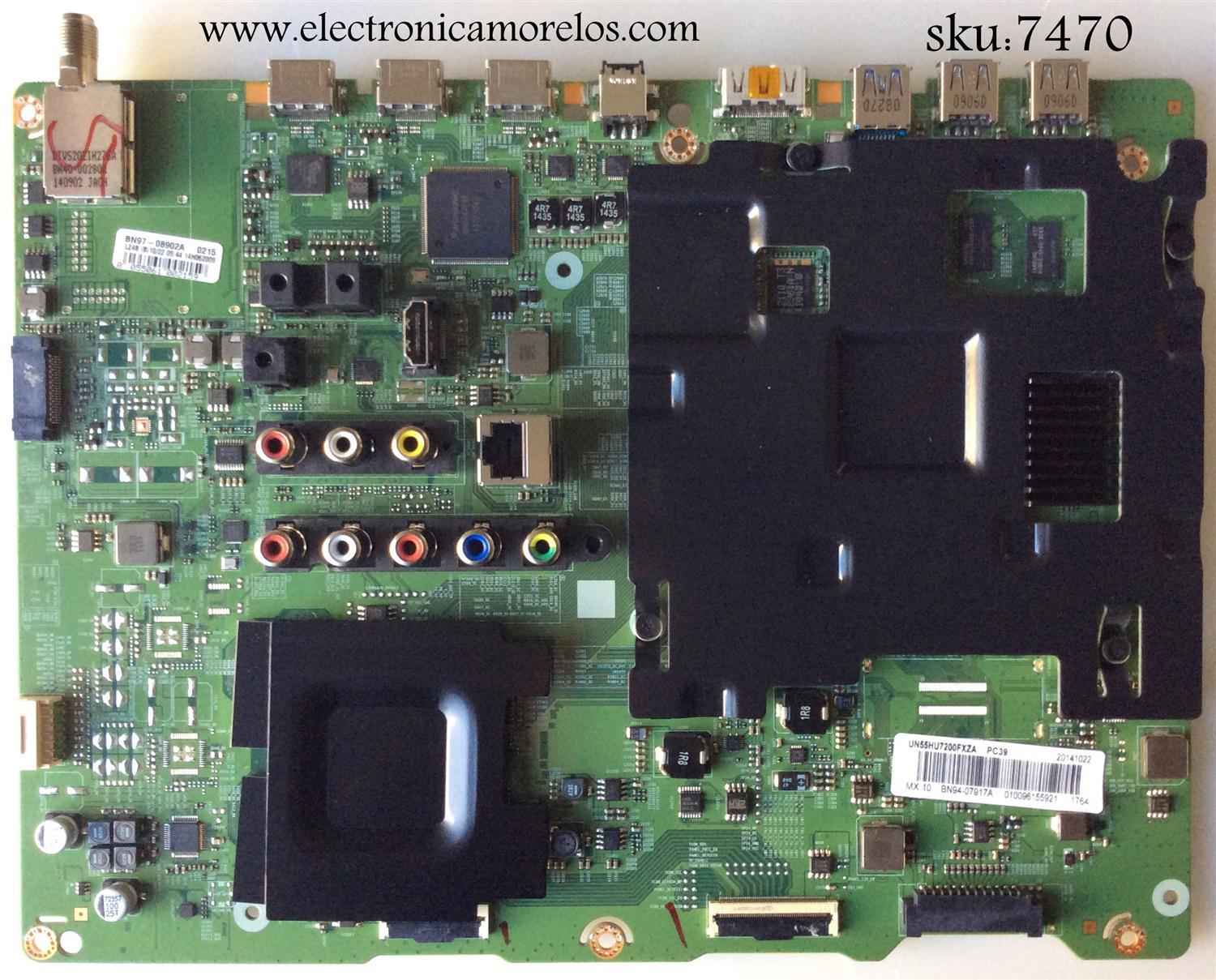MAIN PARA TV SAMSUNG / NUMERO DE PARTE BN94-07917A / BN97-08902A / BN41-02257A / BN9407917A / PARTE SUSTITUTA BN94-07777A / PANEL CY-VH055FGLV1H / MODELOS UN55HU7200 / UN55HU7200FXZA TH01 / UN55HU7250 / UN55HU7250FXZA TH01