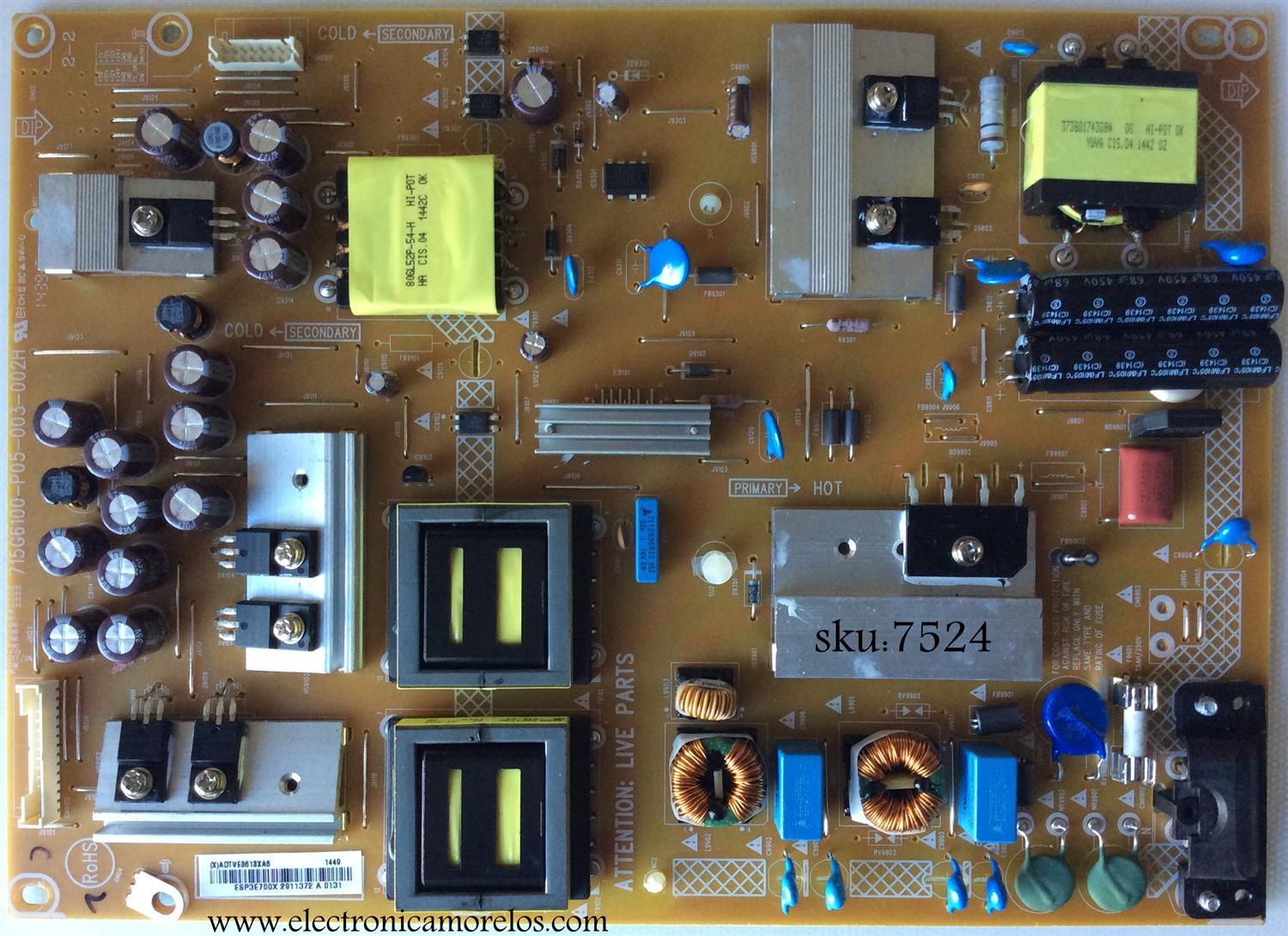 FUENTE DE PODER / VIZIO ADTVE3613XA6 / 715G6100-P05-003-002H / ADTV3613XA6 / 715G6100-P04-003-002H / SUSTITUTAS ADTVD3613XA6 / ADTVD3613XA5 / PANEL TPT500J1-LE8 REV:SC2A / MODELOS E500i-B1 LTY6PLKR / E500i-B1 LTY6PLGQ / D500i-B1 LTYWRTBQ / LTY6RTAQ