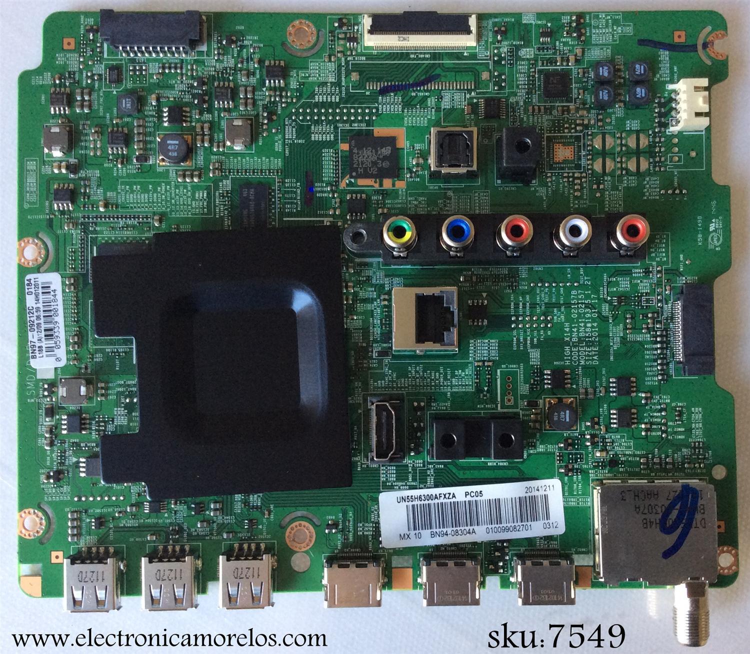 MAIN PARA TV  SAMSUNG NUMERO DE PARTE BN94-08304A / BN97-09212C / BN41-02157B / PARTE SUSTITUTAS BN94-08247G / BN94-09886A / BN94-10448A / PANEL CY-GH055CSLV8H / MODELO UN55H6300AFXZA UH02