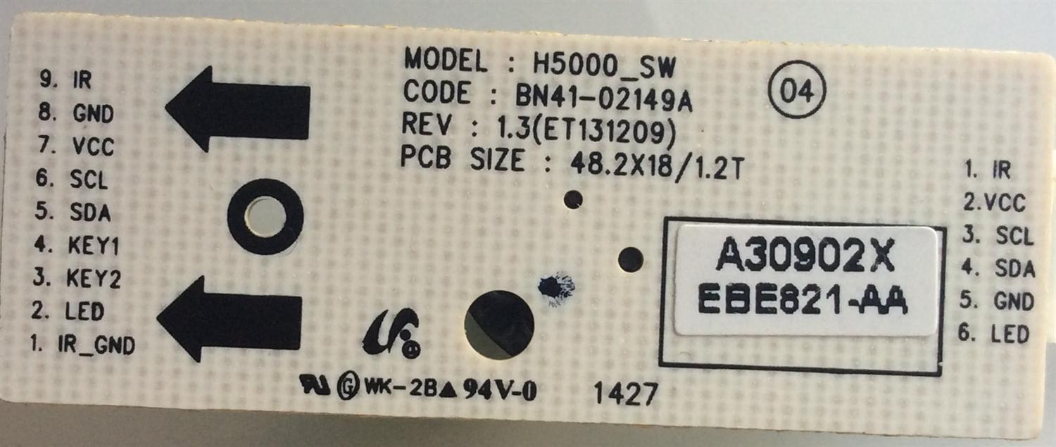BOTONERA / SENSOR / SAMSUNG BN94-30902X / 30902X / BN41-02149A / H5000_SW MODELO UN55H6300AFXZA UH02	 - Imagen 2