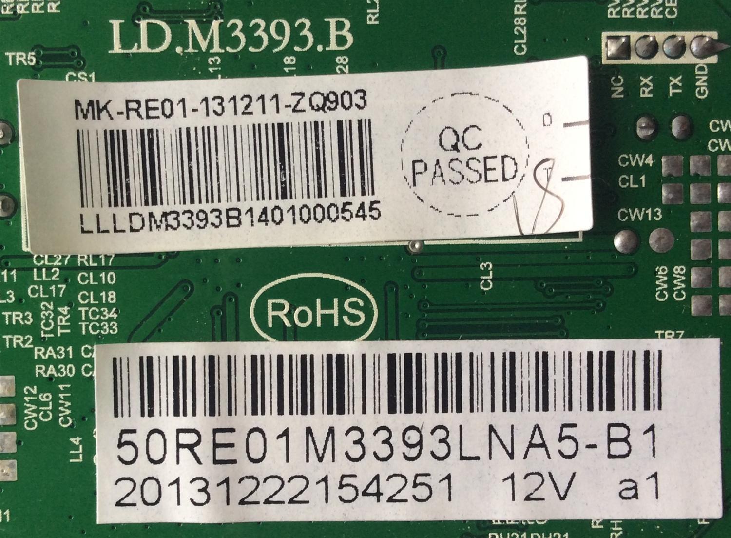 MAIN / RCA 50RE01M3393LNA5-B1 / 20131222154251 / LD.M3393.B / 20131222154251 12V a1 / 3393B1353 / PANEL V500HJ1-PE8 / MODELO LED50B45RQ / CHECAR LOS CONECTORES A DETALLE - Imagen 2