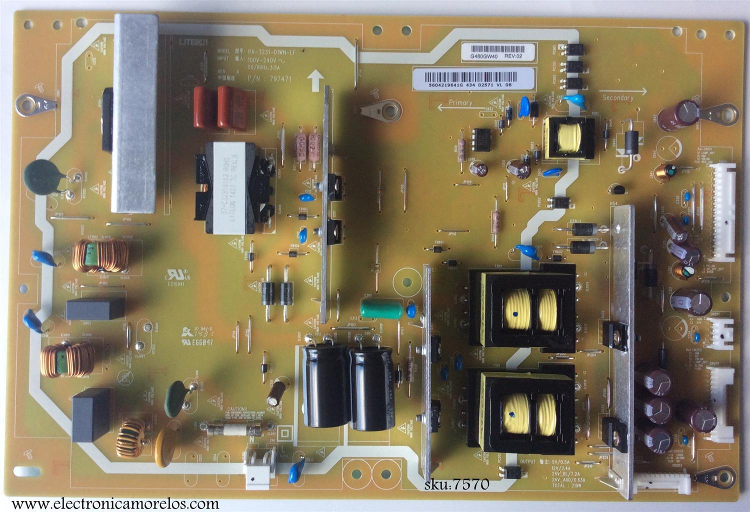 FUENTE DE PODER / VIZIO 56.04219.641G / 5604219641G / PA-3231-01WN-LF / 797471 / SUSTITUTAS 56.04219.631G / 056.04224.0021 / 056.04219.6021G / 5604219631G / 056042240021 / 056042196021G / MODELOS E650I-A2 LWJAOZCQ / LWJAOZBP / LWJARMAQ / D650I-B2 LWJARPAQ