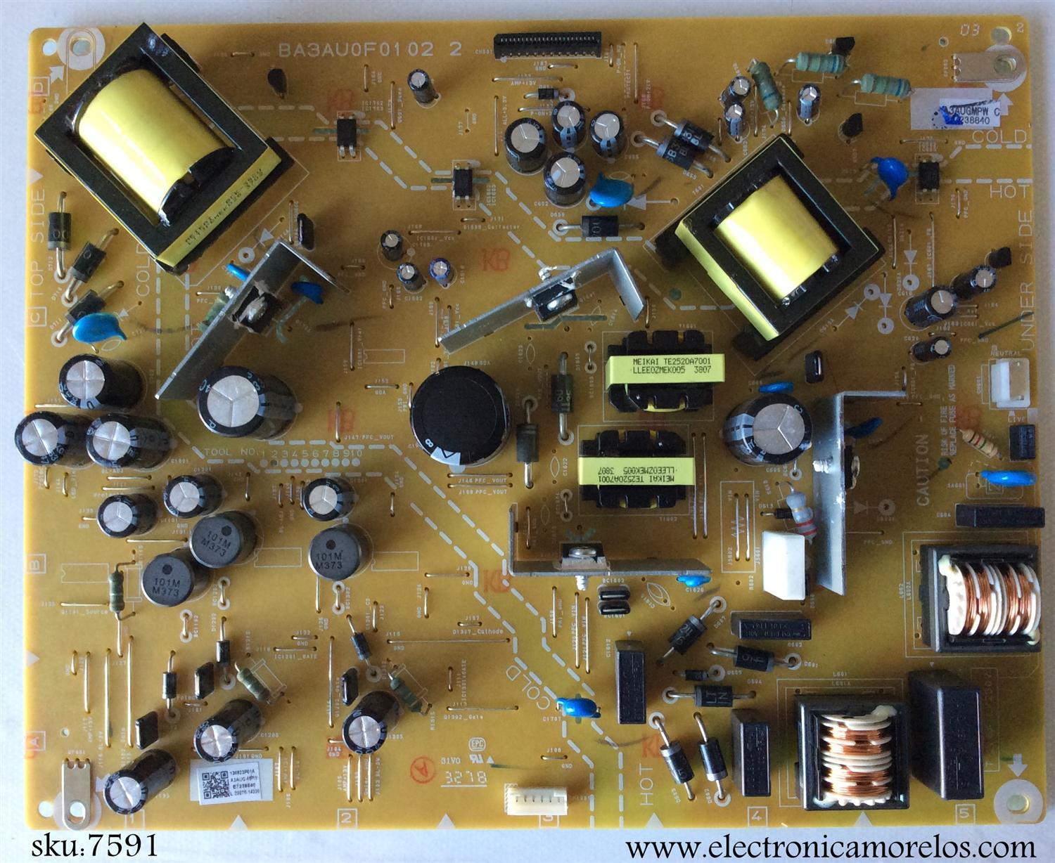 FUENTE DE PODER PARA TV EMERSON / NUMERO DE PARTE A3AUG-MPW / A3AUGMPW / BA3AU0F0102 2 / MODELOS LF501EM4F DS1 / 50ME313V/F7 DS2