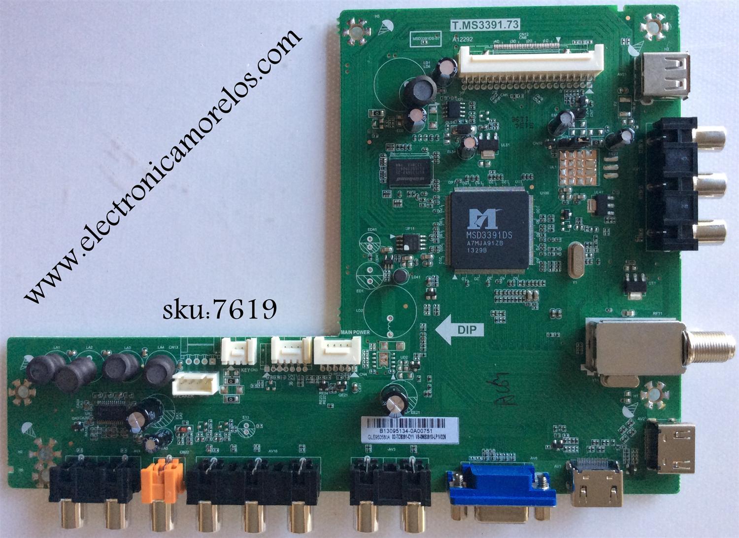 MAIN  PARA TV EKT NUMERO DE PARTE  B13095134 / T.MS3391.73 / GLE950580A / 02-TCB391-CY1 / V8-0MS3910-LF1V026