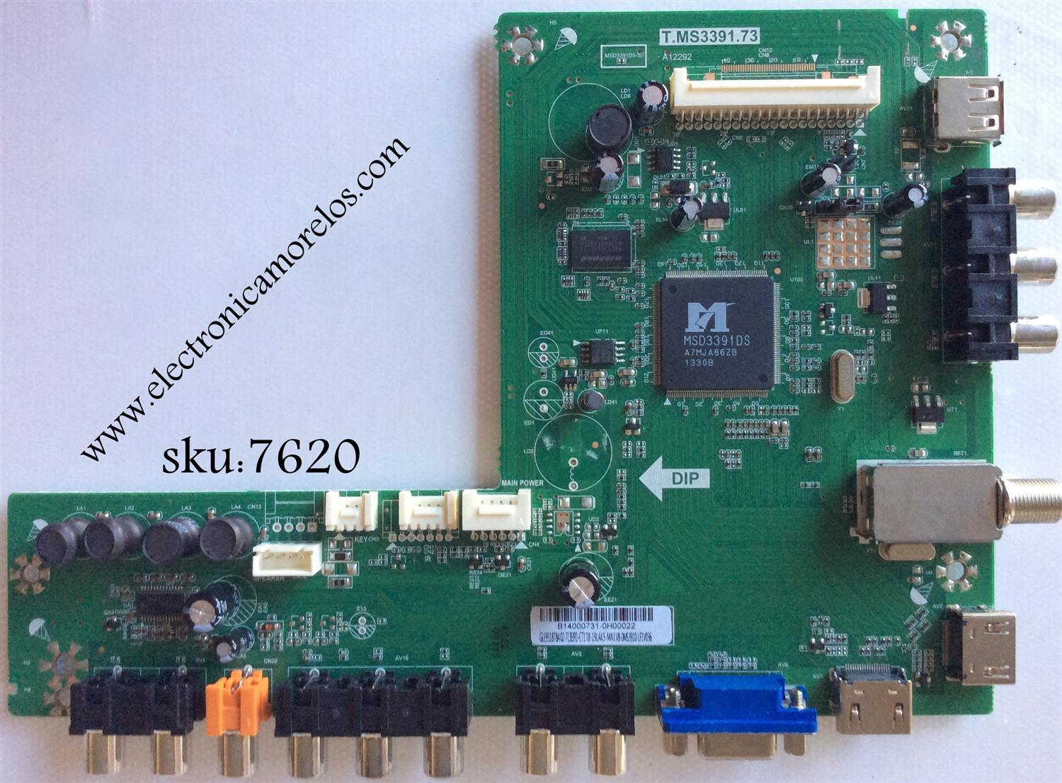 MAIN PARA TV EKT NUMERO DE PARTE  B14000731 / T.MS3391.73 / 02-TCB391-CT1 / GLE951878A / T8-19LAK5-MA1 / V8-0MS3910-LF1V036 / MODELO 19''