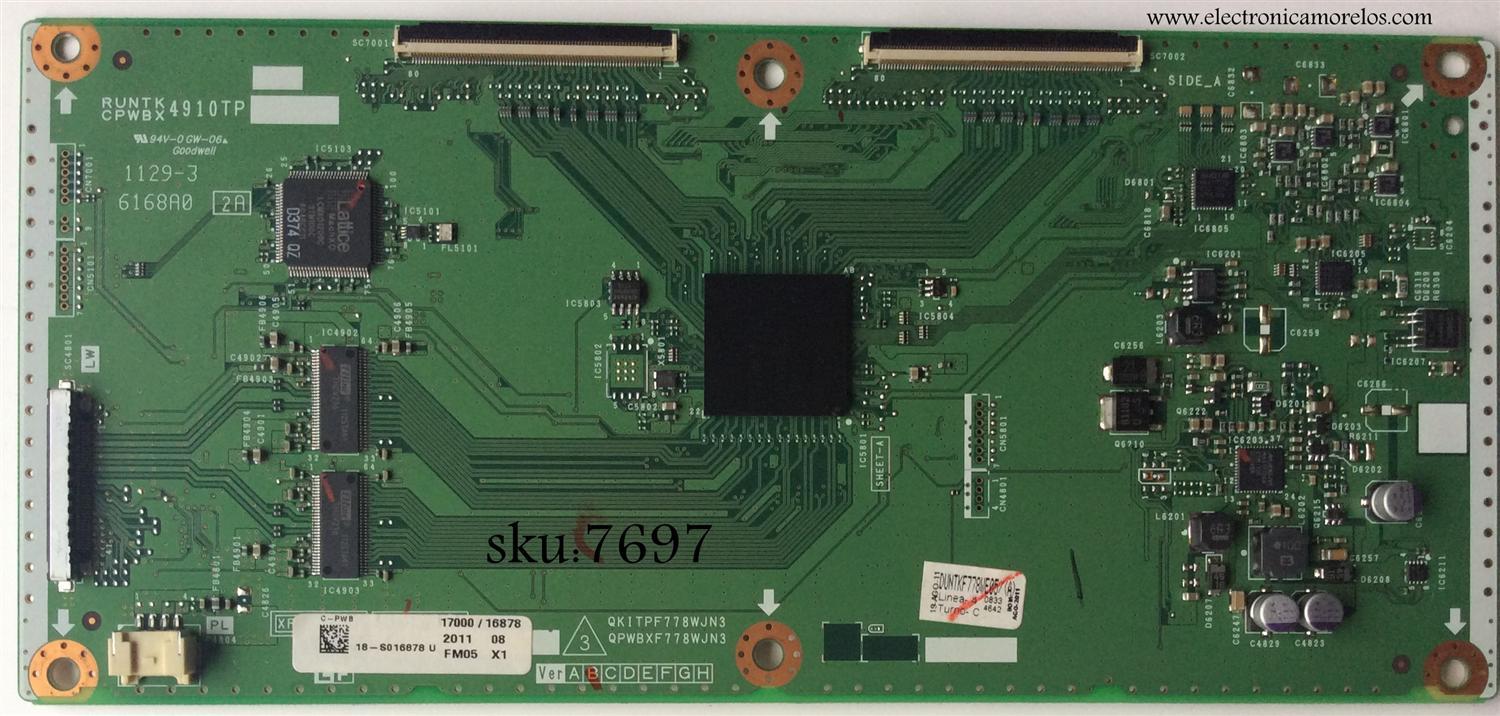 T-CON / SHARP DUNTKF778WE05 / RUNTK4910TP / CPWBX4910TP / QKITPF778WJN3 / QPWBXF778WJN3 / 4910TP / MODELO LC-60LE633U	